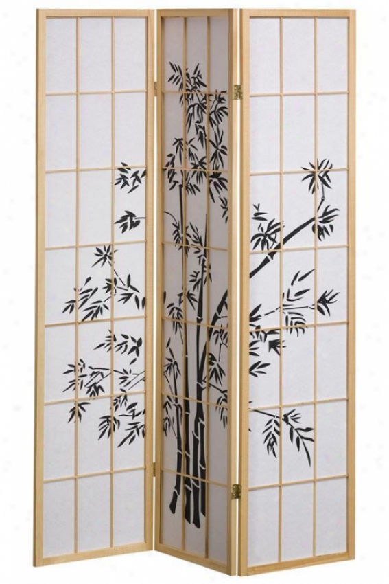 3-panel Bamboo Design Room Divider - 3-panel, Ivory