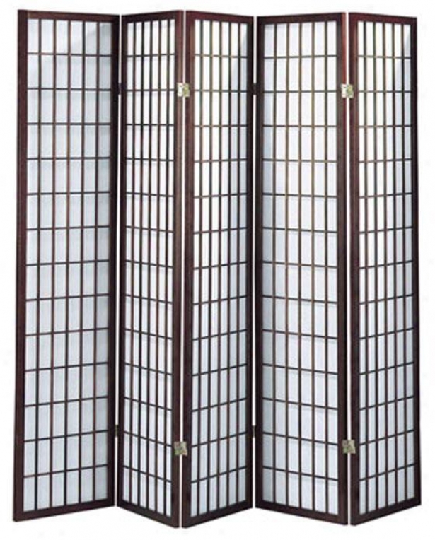 "71"" 5-panel Classic Room Divider - 5-panei 71""h, Brick Red"