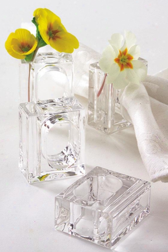 "a La Carte  Napkin Flower Holders - Set Of 4 - 2.25""hx1.75""w, Clear"