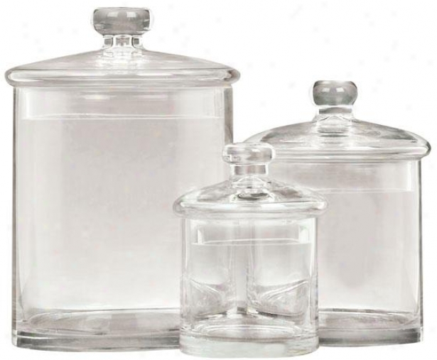 "ad3lle Jar - Set Of 3 - S/3 9"",7"",5""h, Clear Glass"