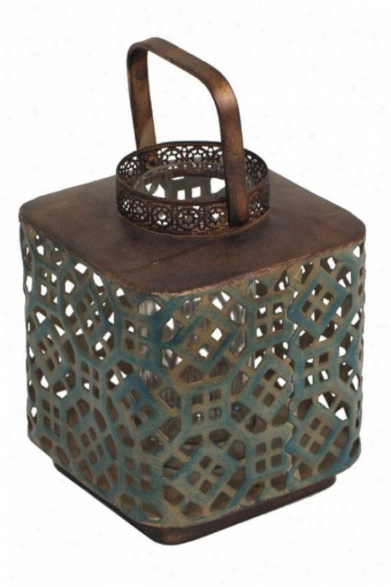 "adita Metal Lantern - 9""h X 6""w, Green"