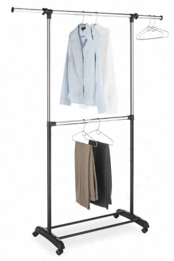 "adjustale 2-rod Garment Rack - 73""hx36""wx17" "d, Silver Chrome"