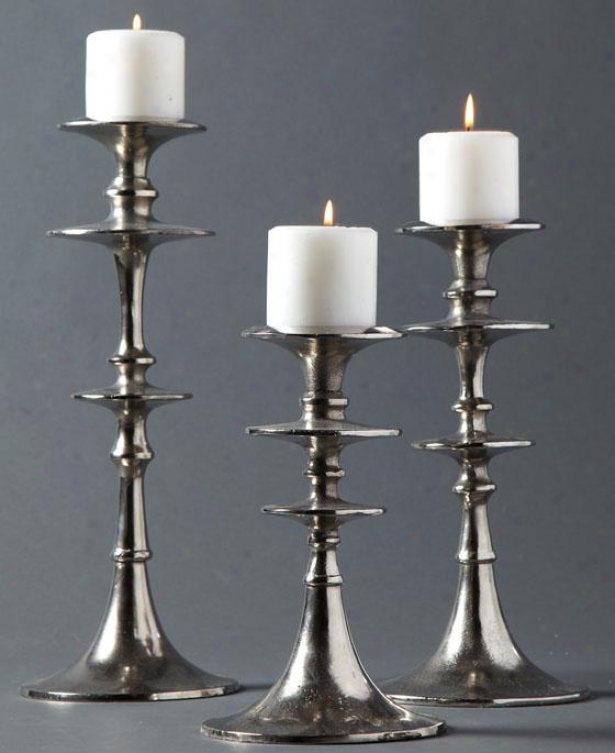 Aladdin Candlesticks - Group Of 3 - Set Of Three, Silver