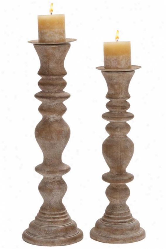 "albany Candleholder - Set Of 2 - S/2 21"",18""h, Brown Wood"