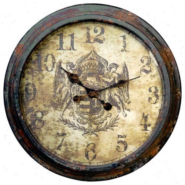 "albertine Wall Clock - 25 X 3"", Distfessed Grn"