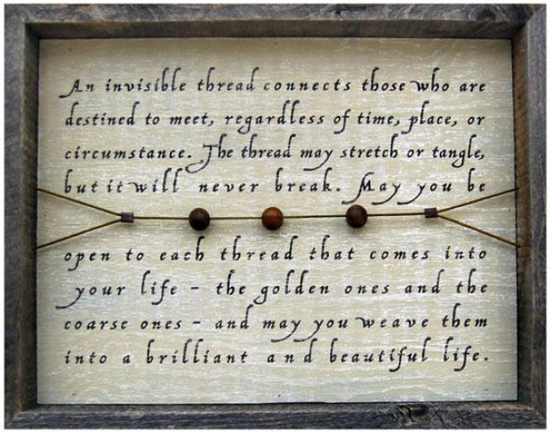 "an Invisible Thread Wooden Sign - 19 X 15"", Washed Blue"