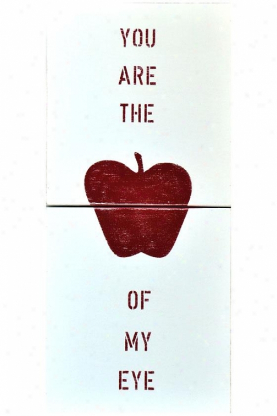 "apple Of My Eye Wooden Sign - 20 X 44"", White"