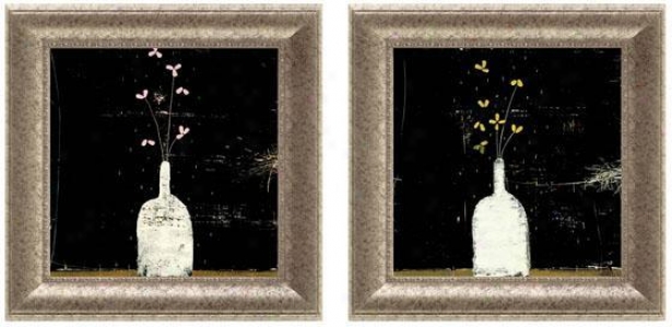 Arctic Flowers Framed Wall Art - Set Of 2 - Set Of Two, Black