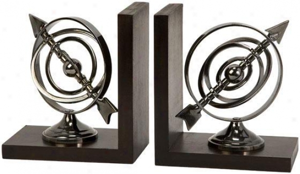 Armillary Bookends - Set Of 2 - Set Of 2, Silver