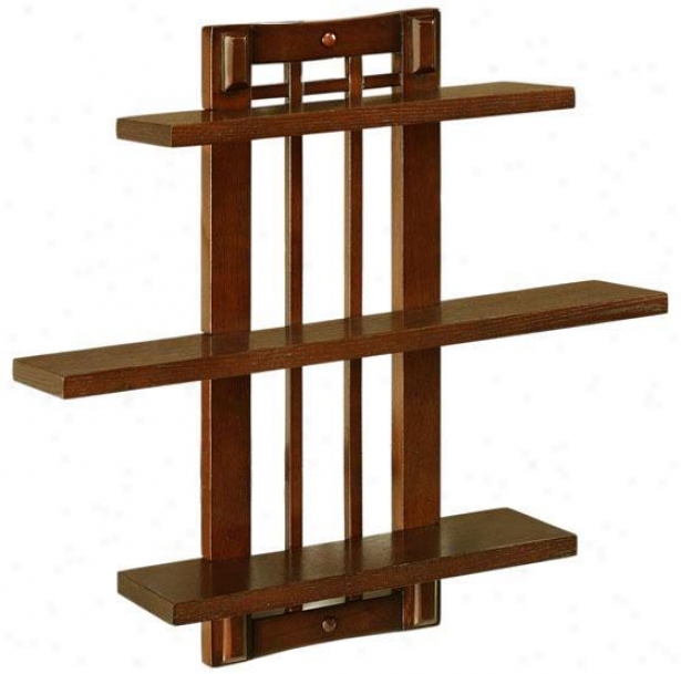 "artisan Single Open-panel Wall Shelf - Sngl 3shlf 18""w, Brown"