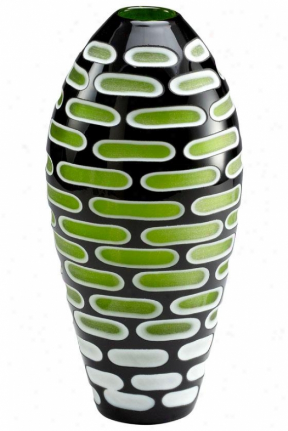 "ashbury Vase - 14""hx6.5""roubd, Green/blk/white"