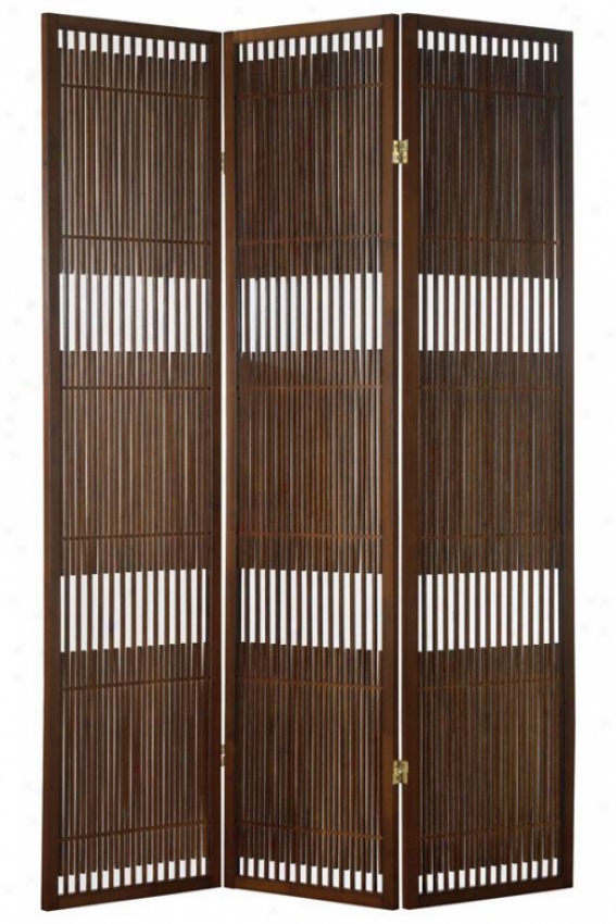 Ashville Folding Screen - 70hx52wx1d, Brown Wood