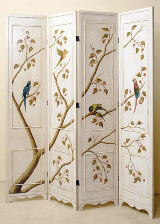 "asian Elegance 4-panel Room Scrren - 61""hx71""w, White"