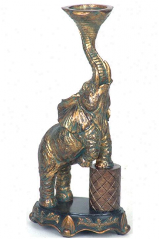 "asian Influence Elephant Candleholder - 18""hx8""w, Hoary"