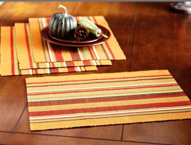Atwood Stripe Placemats - Set Of 4 - 4pc Set, Brown