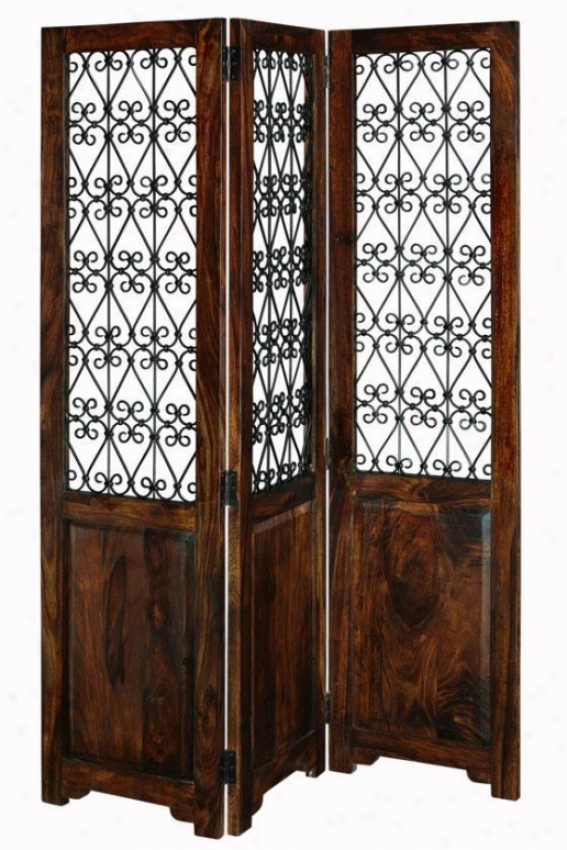 "ayanna Room Divider - 72""nx56""a, Brown Wood"