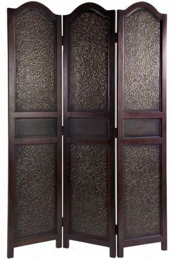 "barba2on Floor Screen - 70.75""h X 47.5w, Dark Stained Wd"