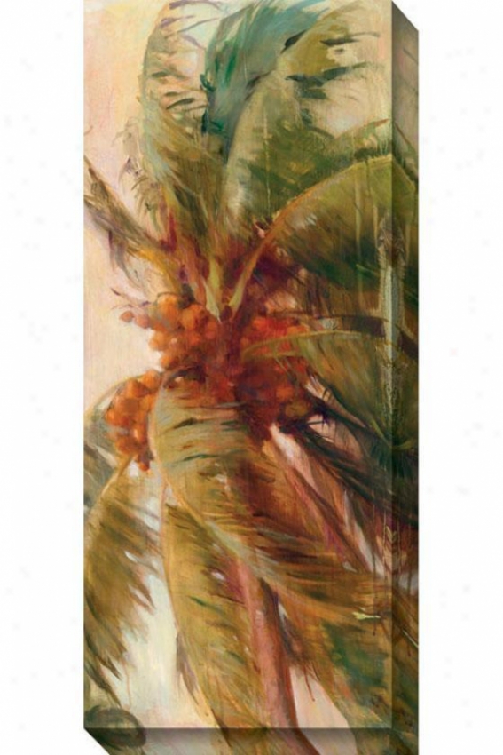 Beach Palm Ii Canvas Wall Art - Ii, Ivory