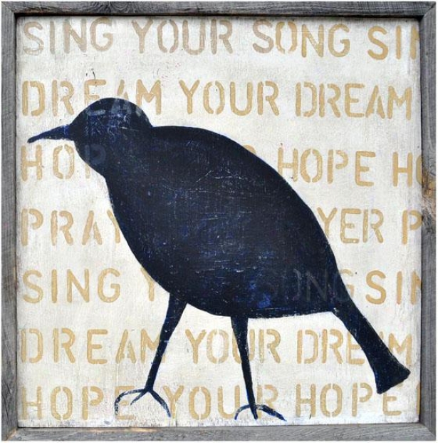 "bird Silhouette Wooden Sign - 26 X 26"", Blue"