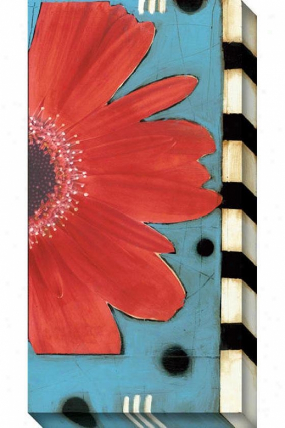 Blue And Red Flower Ii Canvas Wall Art - Ii, Blue