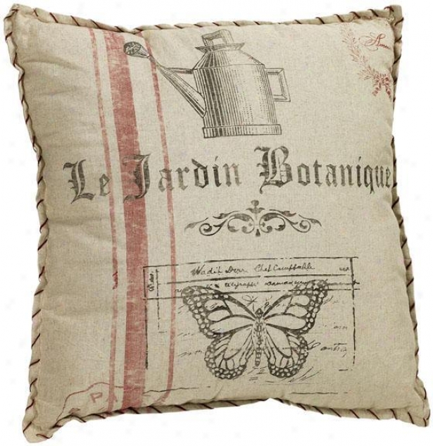 "botanique Jardin Pillow - 24""square, Ivory"