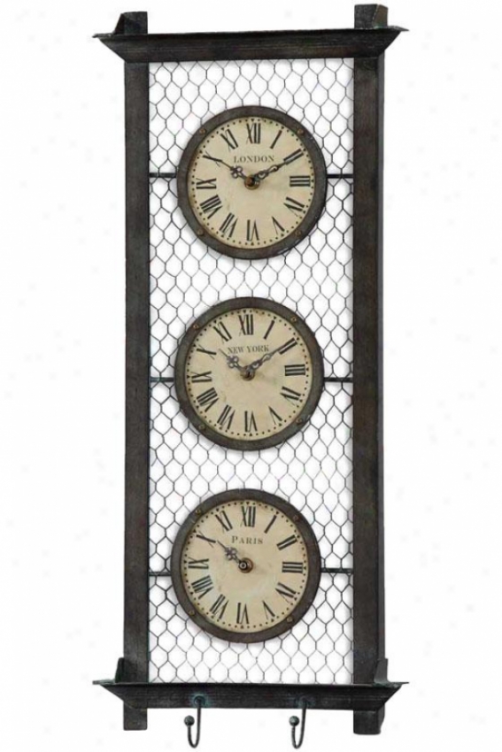 "brunswick Wall Clock - 26 X 11 X 2.25"", Brown Metal"