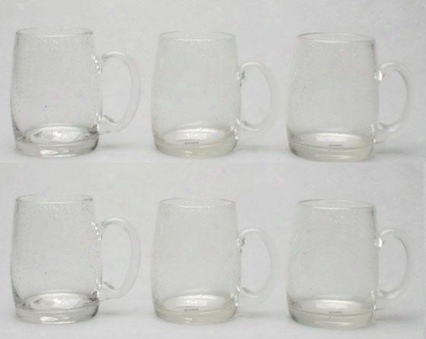 Bubble Glass Beer Mugs - Set Of Six, Clear