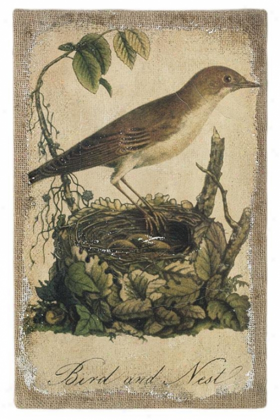 "burlap Bird Prints - 16""hx12""w, Ii"