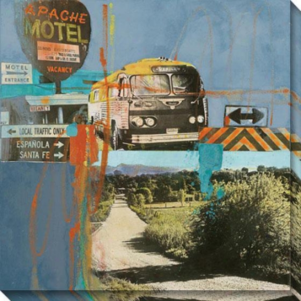 Bus To Amarillo I Canvas Wall Art - I, Blue