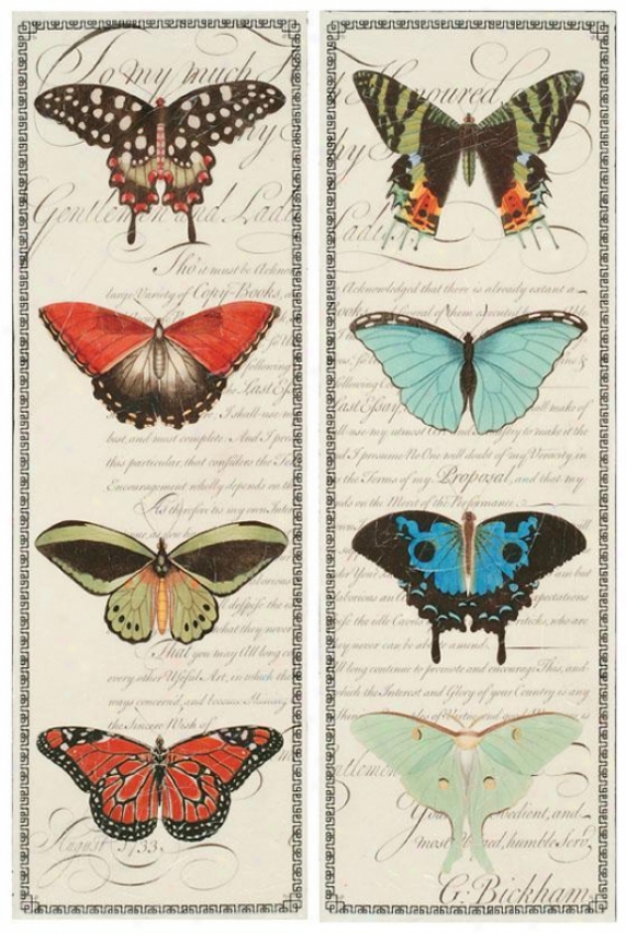 "butterfly Prose Wall Art - Set Of 2 - 36""hx12""w, Purple"