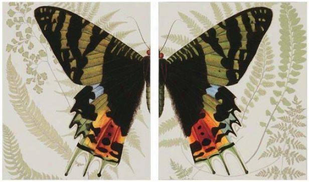 "butterfly Symmetry - Set Of 2 - 24""hx20""w, Purple"