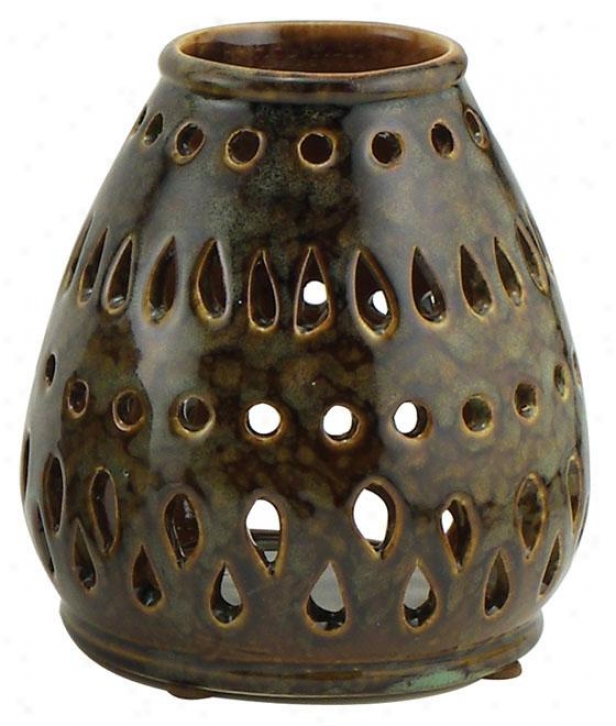 "cabo Teardrop Candleholder - 5""hx4.5round, Moqs And Brown"