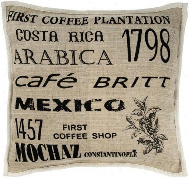 "cafe Pillow - 18"" Square, Black"