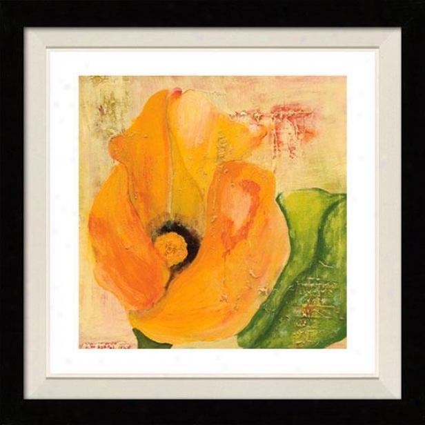 "calla Lily In Orange Frmaed Wall Art - 30""hx30""w, Floated Dismal"