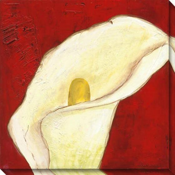 Calla Lily On Deep Red I Canvas Wall Art - I, Red