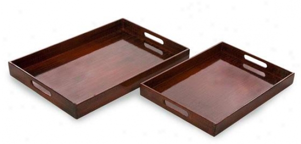 Calliope Serving Trays - Set Of 2 - Set Of Two, Red