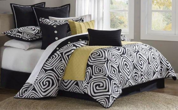 Calypso Ii Comforter Set - Queen 9pc Set, Black