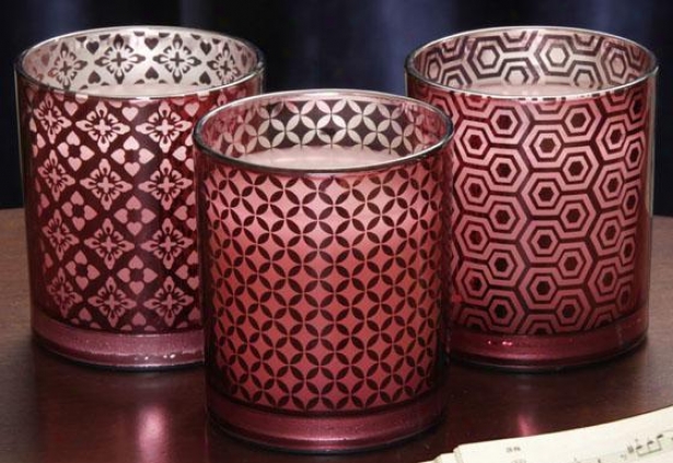 Candle Impressions Decorative Jar Led Candles - Set Of 3 - Three Pack, Grenadine