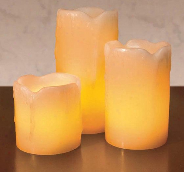 Candle Impressions Mini Melted Led Candles - Set Of 3 - Three Compress, Ivory