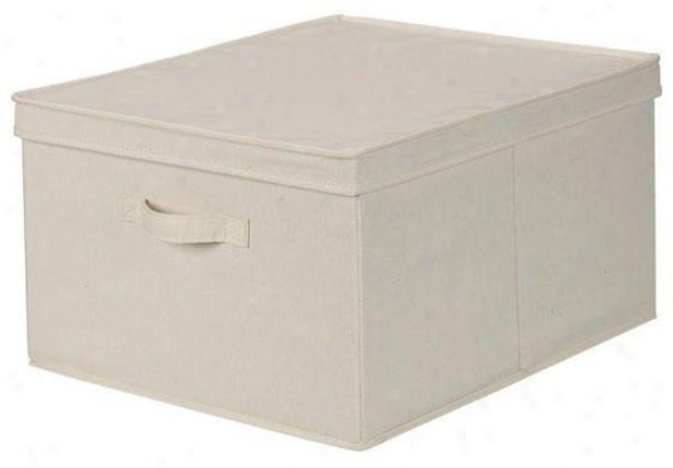 Canvas Storage Box With Lid - Jumbo, Ivory