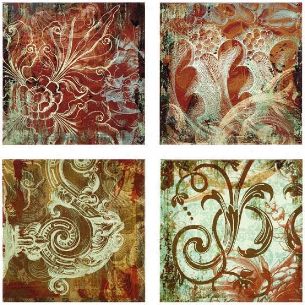 "canvas Wall Panels - Set Of 4 - 12.25""hx12.5""w, Red"