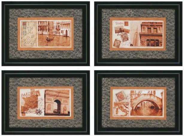 Carte Postale Wall Art - Set Of 4 - Set Of 4, Black