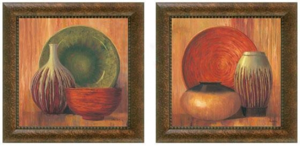 Ceramic Study Framed Wall Art - Set Of 2 - Set Of Two, Earthtones