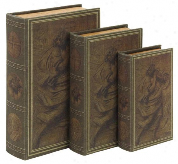 Angel Book Box - Set Of 3 - Set Of Three, Distressed