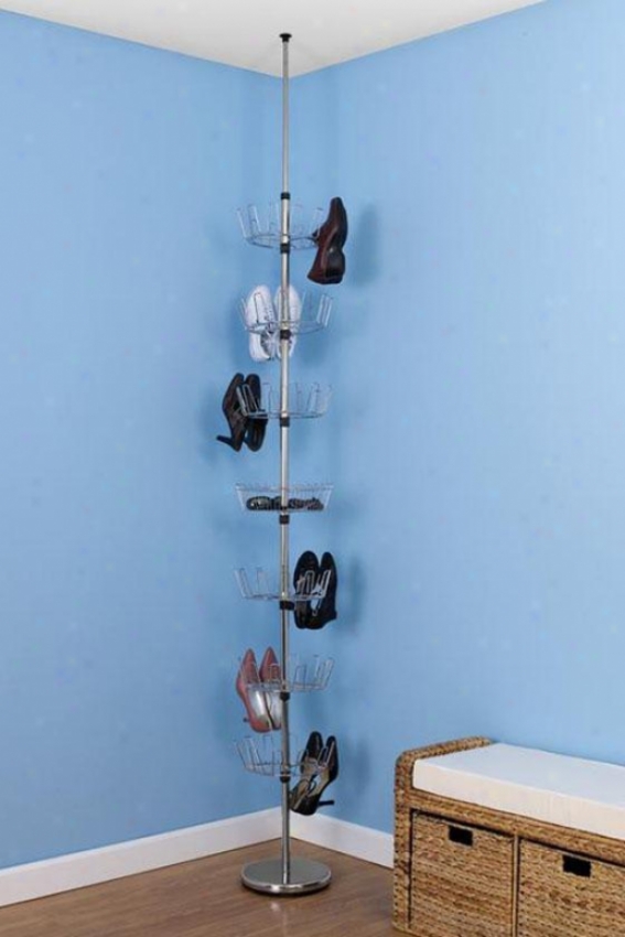 "chrome F1oor-to-ceiling Shoe Tree - 99""hx12""w, Silver Chrome"