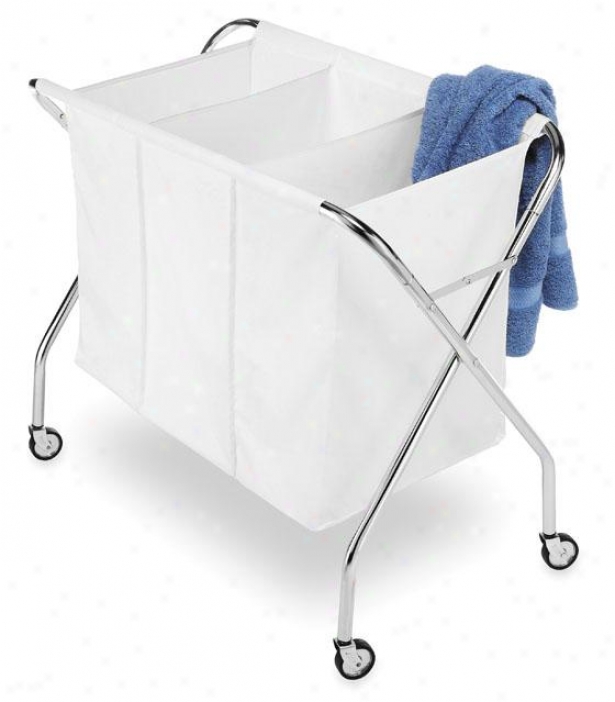 "chrome Laundry Sorter - 30""hx34""wx19""d, White/chrome"