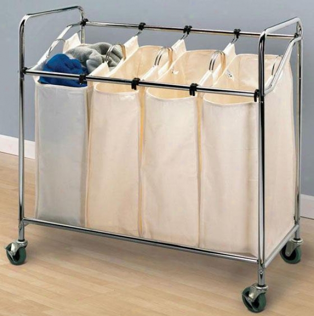 "chrome Quad Laundry Sorter - 33""hx34""w, Silver Chrkme"