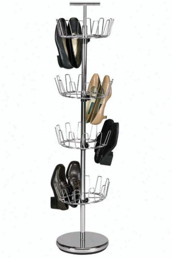 Chrome Revolving Shoe Tree - 4-tier, Silver Chrome