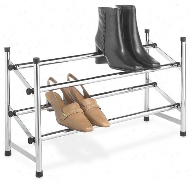 "chrome Shoe Rack - 14""hx25""wx9""d, Silver Chrome"