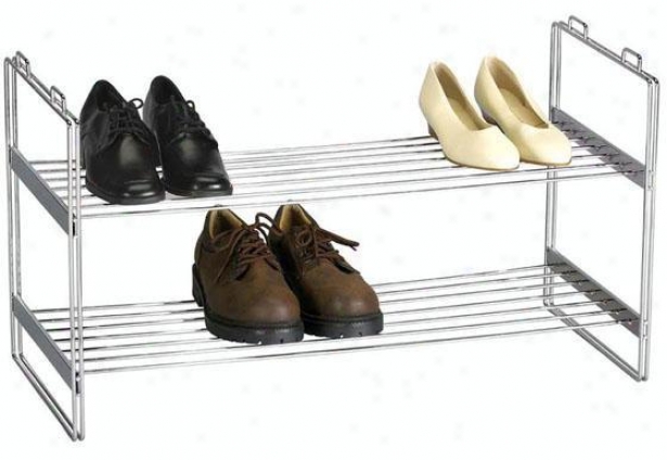 "chrome Stackable Shoe Shelf - 16.5""hx12""w, Silver Chromw"